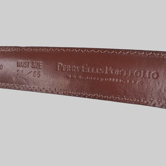 PERRY ELLIS Leather Belt in Brown Men's Size 34 Waist - Picture 8 of 10